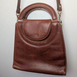 VINTAGE No Brand Tan Leather Purse Shoulder Or Crossbody Super Nice !